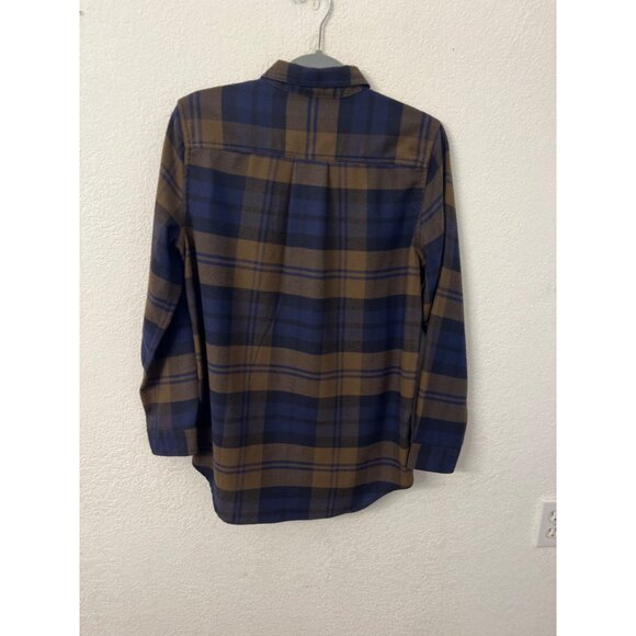 Eddie Bauer Womens Plaid Button-Up Shirt Blue & Brown 95% Polyester 5% Cashmere - Picture 2 of 6